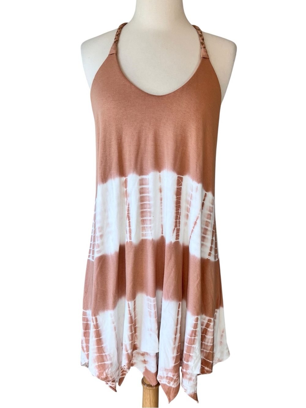 Sky Y2K Tie Dye Leather Wrap Racer Back Tunic